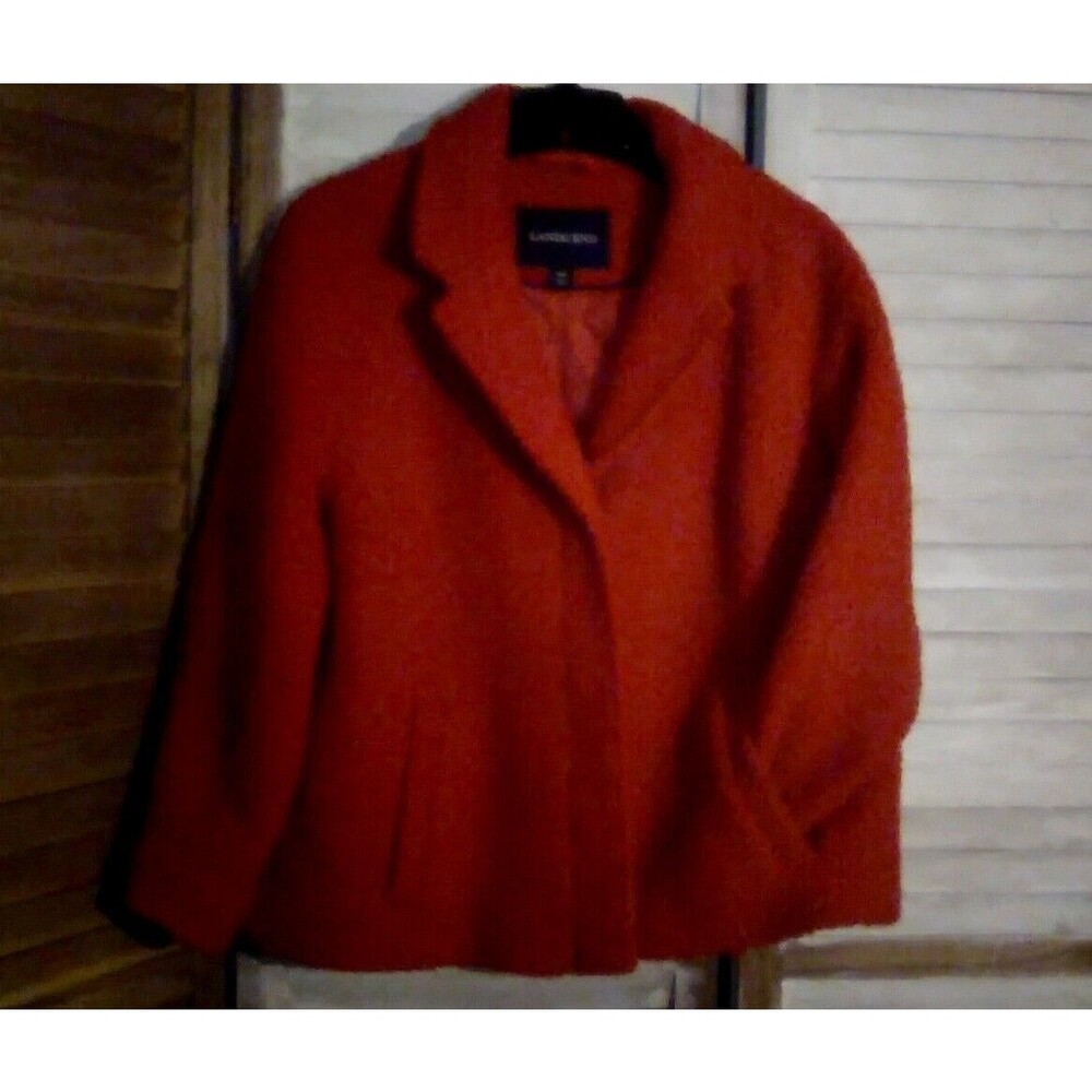 LANDS' END Women's Coat Size 14P Wool-Blend Red